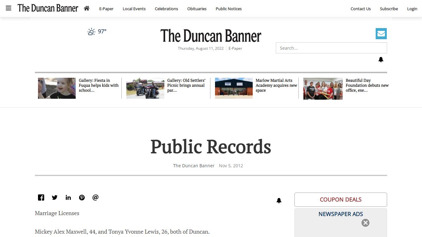 Public Records - Duncan Banner