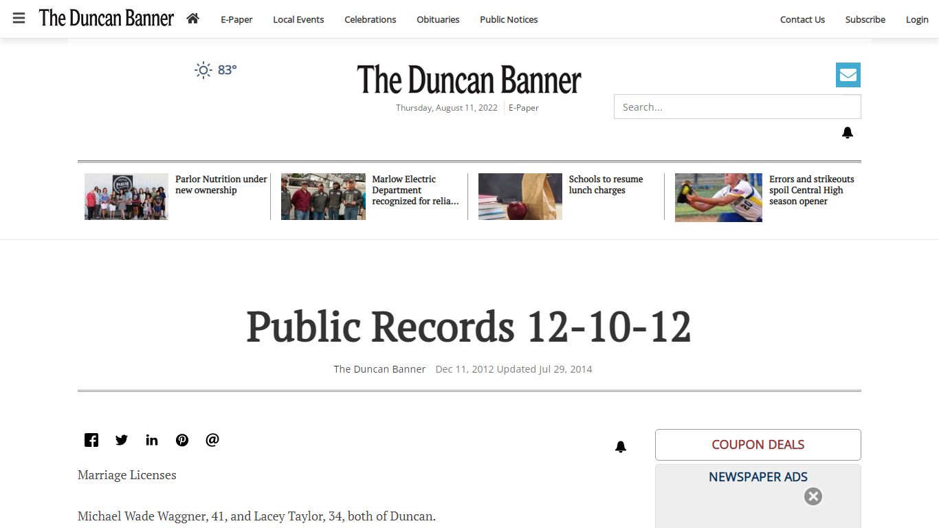 Public Records 12-10-12 | Local News | duncanbanner.com